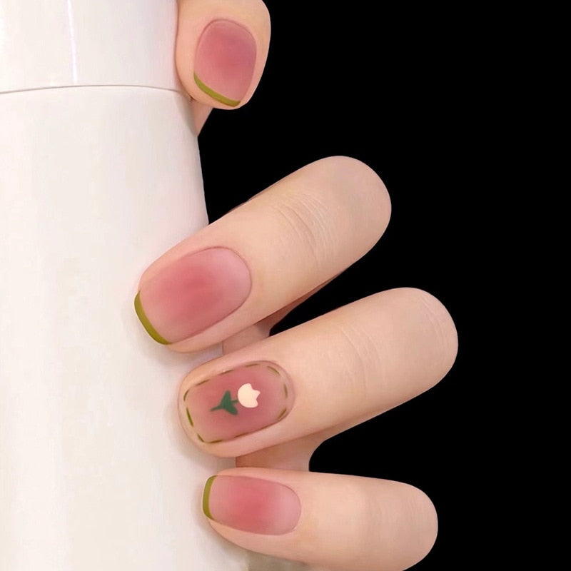False Nails Coffin Almond Artificial Fake Nails - Orchid Unique