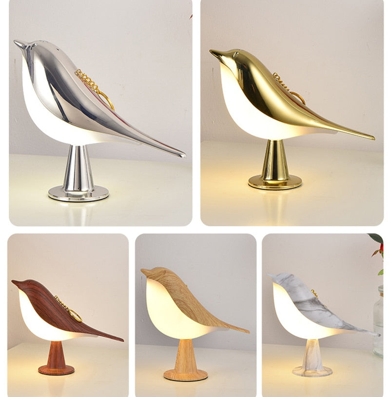 Wooden Bird Night Lights - Orchid Unique
