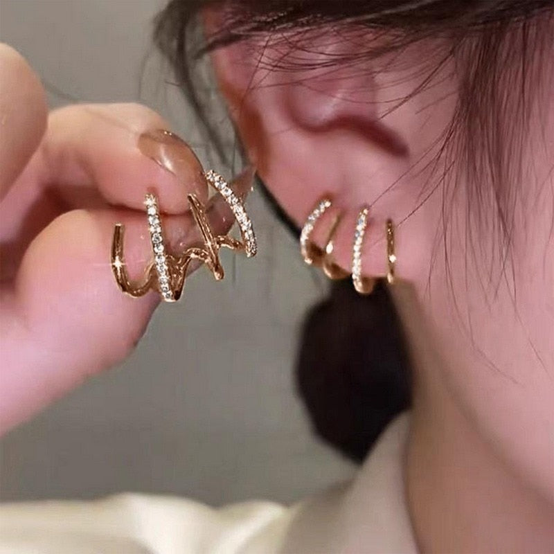 Shiny Four Claws Earrings Dainty Zircon Earring - Orchid Unique