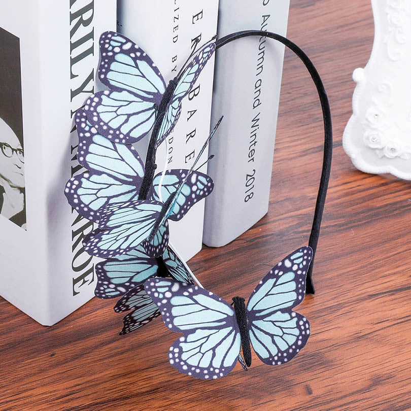 Haimeikang Handmade Blue Butterfly Headband Big Ladies Costume Hair Accessories Show Ladies Tea Show Hairband Headpieces - Orchid Unique