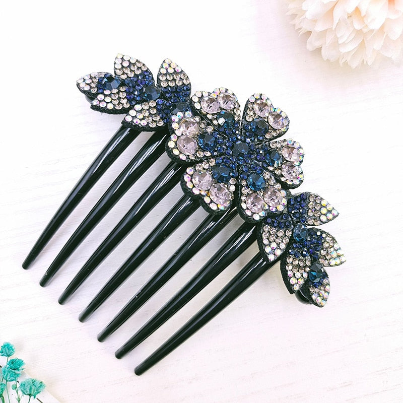 Crystal Flower Hair Combs - Orchid Unique