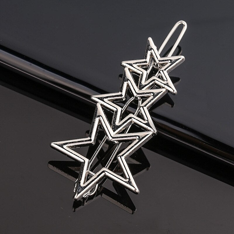 Fashion Pearl Hair Clip Women Girls Elegant Design Triangular Star Round Hairpin Barrette Hair Pins Ponytail Hair Accessories - Orchid Unique