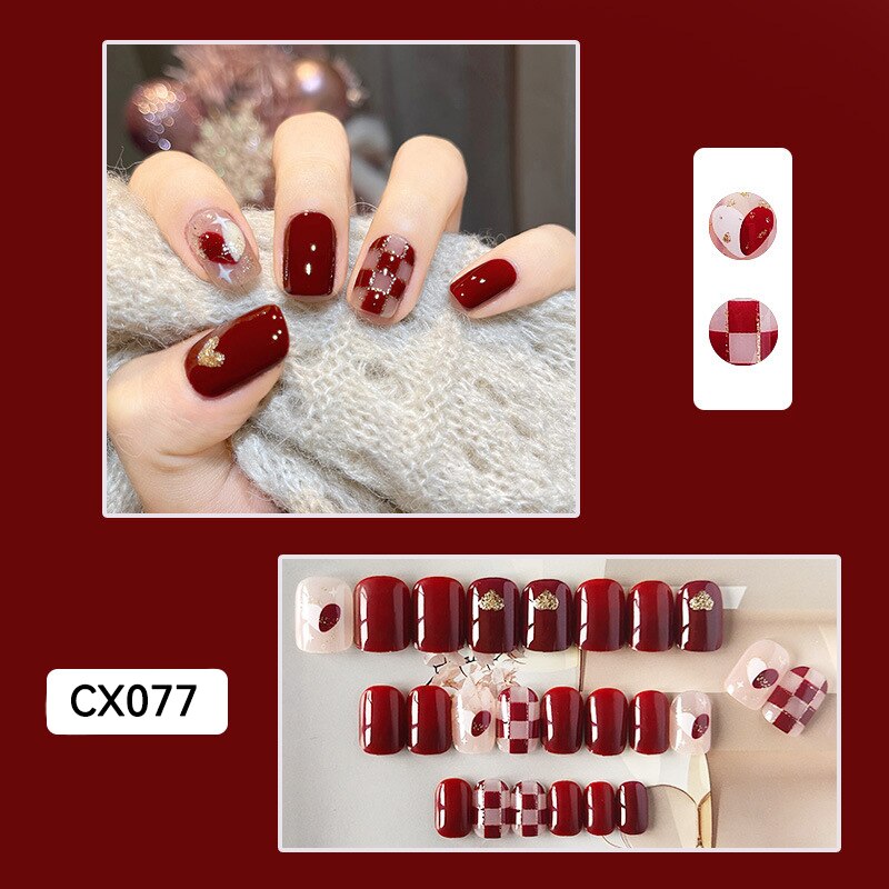 Short Reusable Fake Nails Press on - Orchid Unique