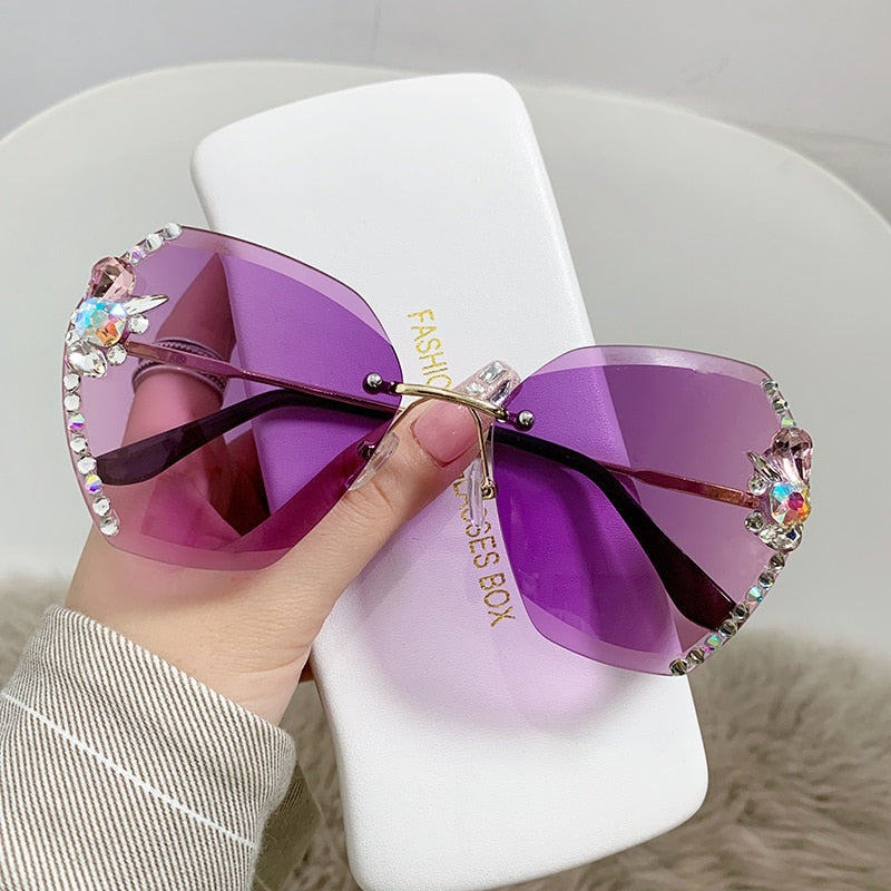 Retro Cutting Lens Gradient Sunglasses - Orchid Unique