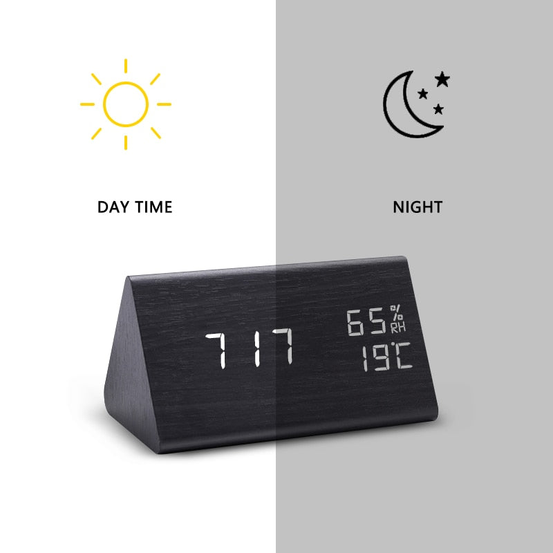 Digital Clock LED Wooden Alarm Clock Table - Orchid Unique