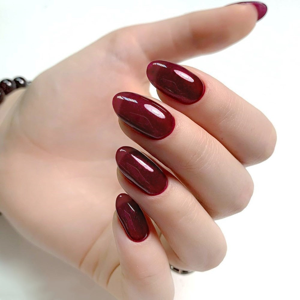 Shiny Short Fake Nails - Orchid Unique