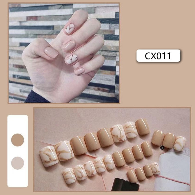 Short Reusable Fake Nails Press on - Orchid Unique