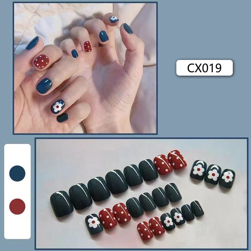 Short Reusable Fake Nails Press on - Orchid Unique