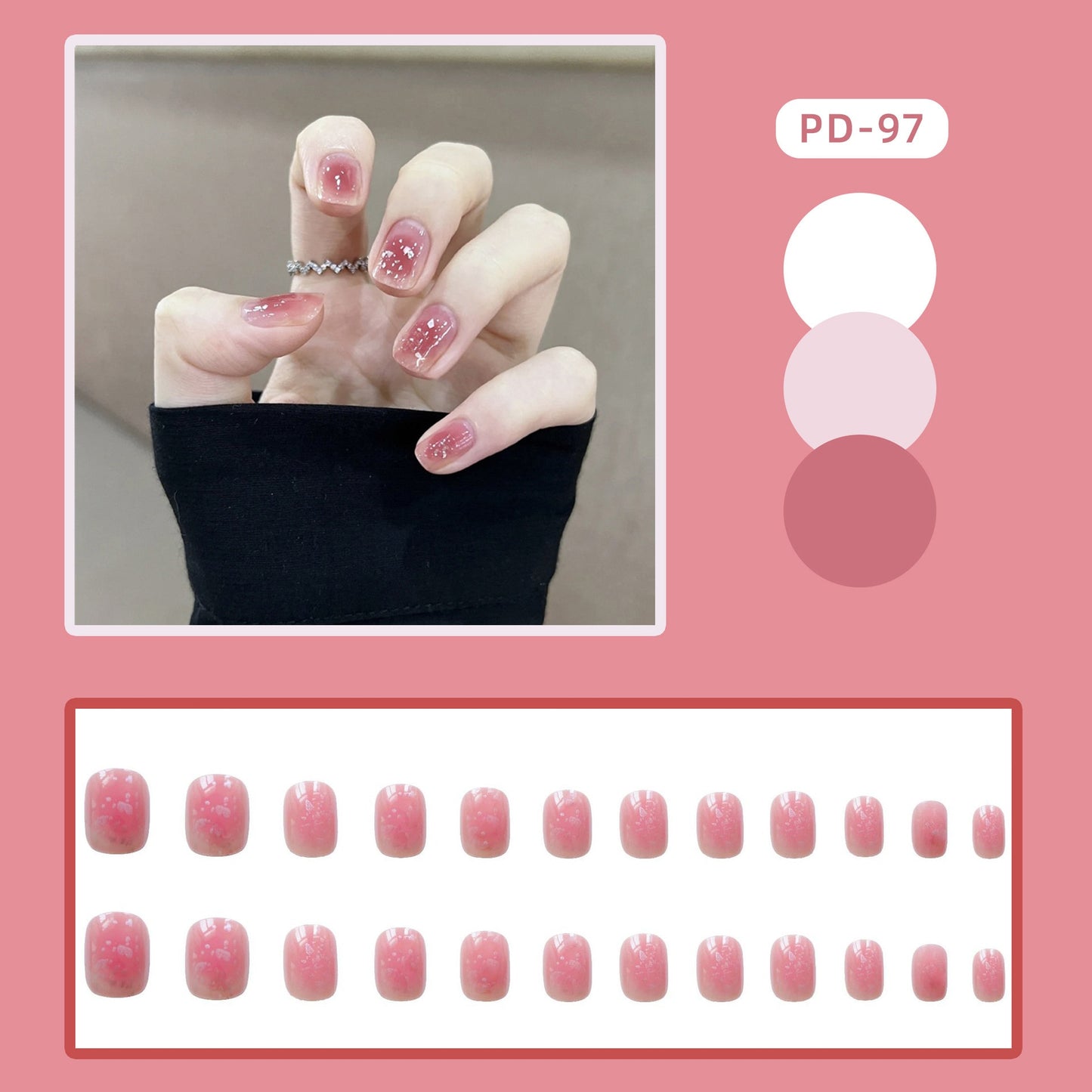 Short Wear Tips Nail False Patch - Orchid Unique