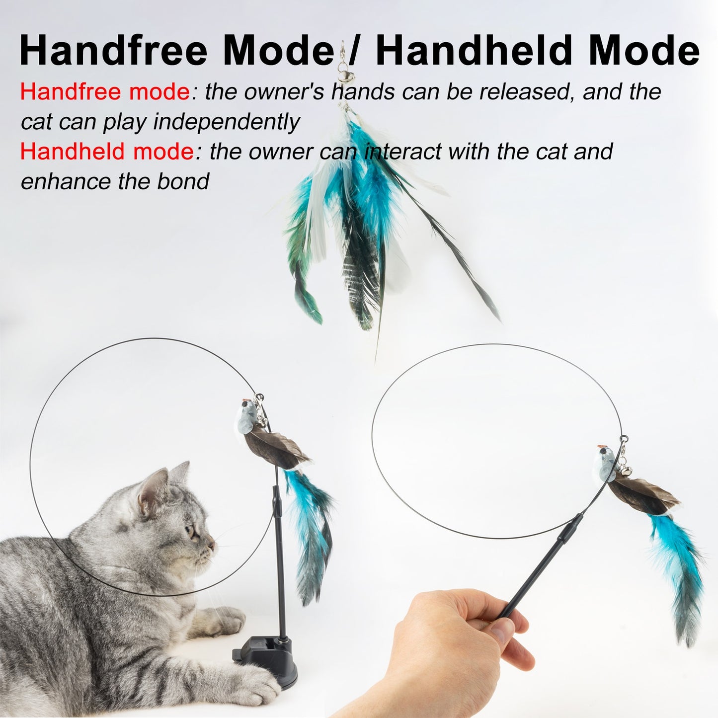 Handsfree Bird/Feather Cat Wand - Orchid Unique