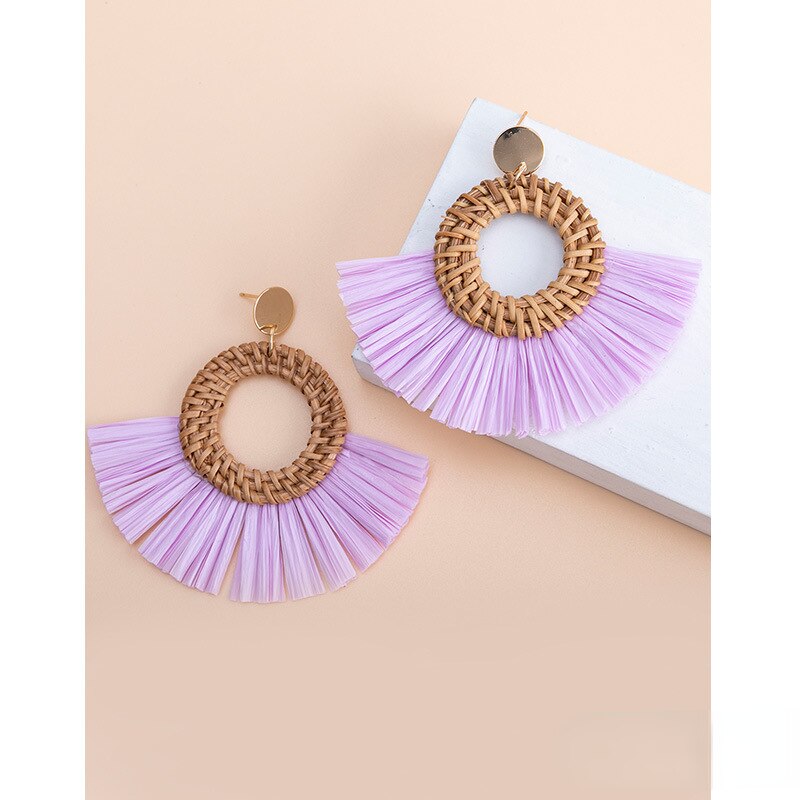 Fashion Handmade Tassel Pendant Earrings - Orchid Unique