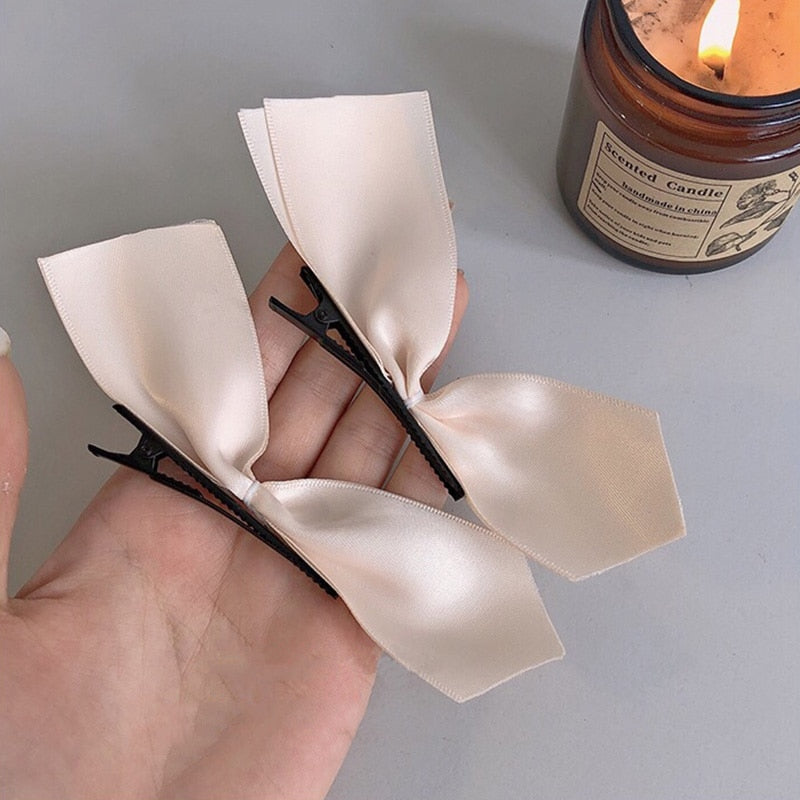 Two ribbons hairbow clips - Orchid Unique