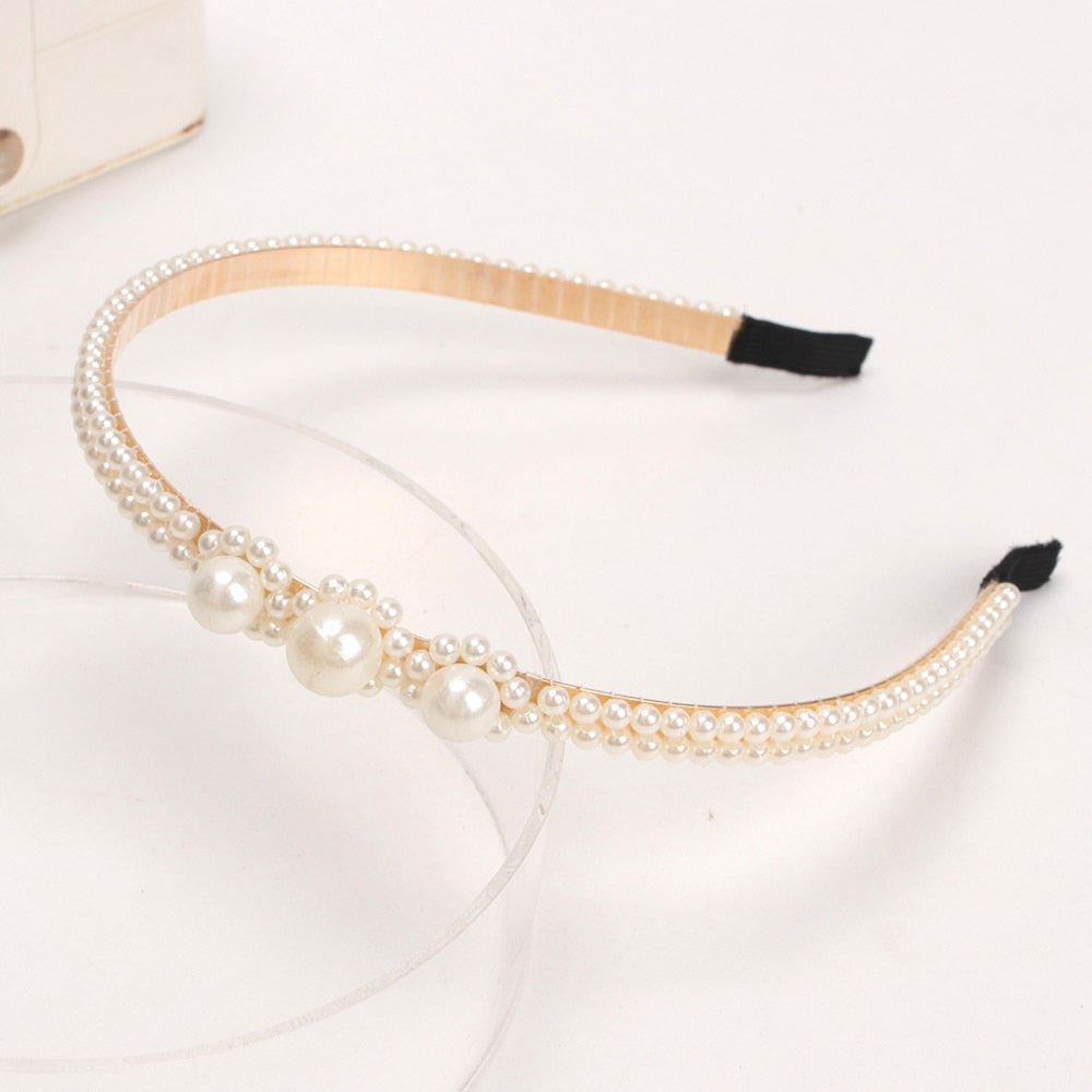 Fashion Pearl Non-Slip Rhinestone Hairbands Elastic Flower Women Hair Hoop Bands Headband Bezel Girls Hair Accessories Headdress - Orchid Unique