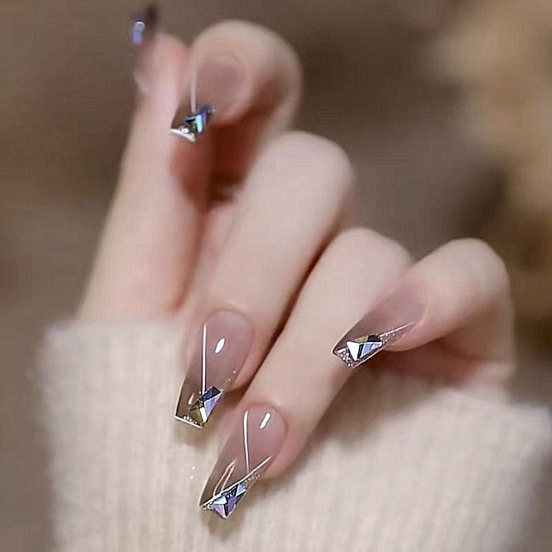 Glitter Press On Nails Korean Style - Orchid Unique