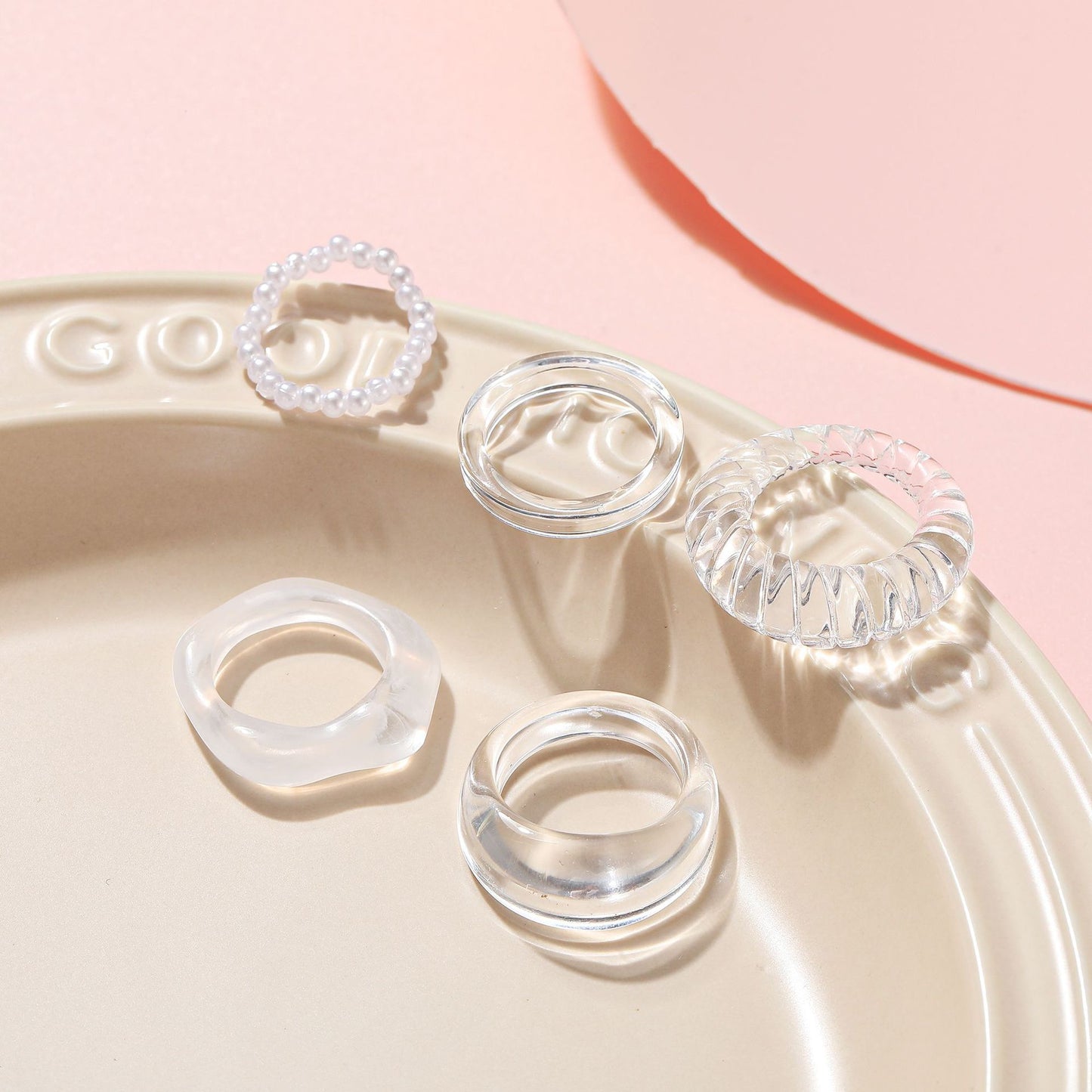 4Pcs/Set Colorful Sweet Acrylic Rings - Orchid Unique