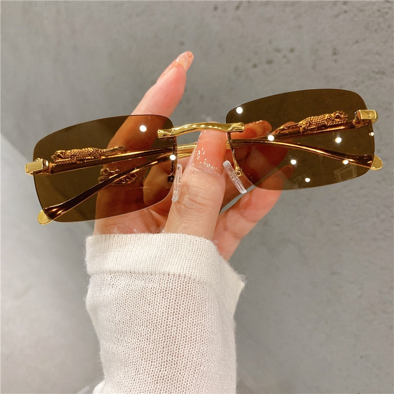 Vintage Sunglasses Rimless Cut Edge - Orchid Unique