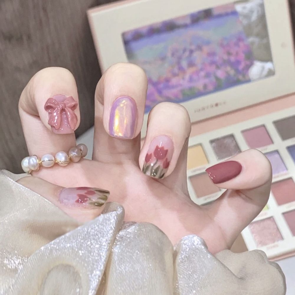 Square Head False Nail Tips - Orchid Unique