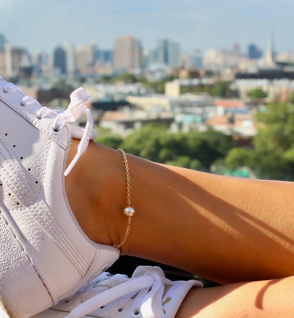 Chakra Gemstone & Lotus Charm Anklet - Orchid Unique