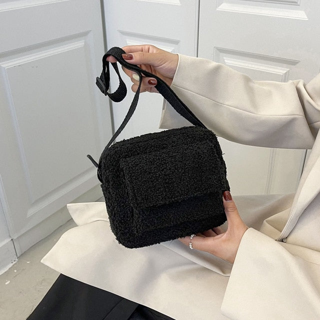Fluffy Plush Fabric Mini Bag - Orchid Unique