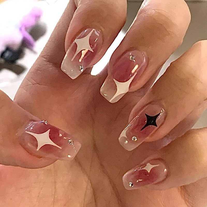 False Nails Coffin Almond Artificial Fake Nails - Orchid Unique