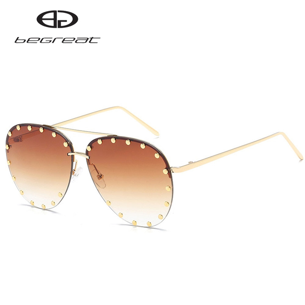 Metal Rivet Pilot Sunglasses - Orchid Unique