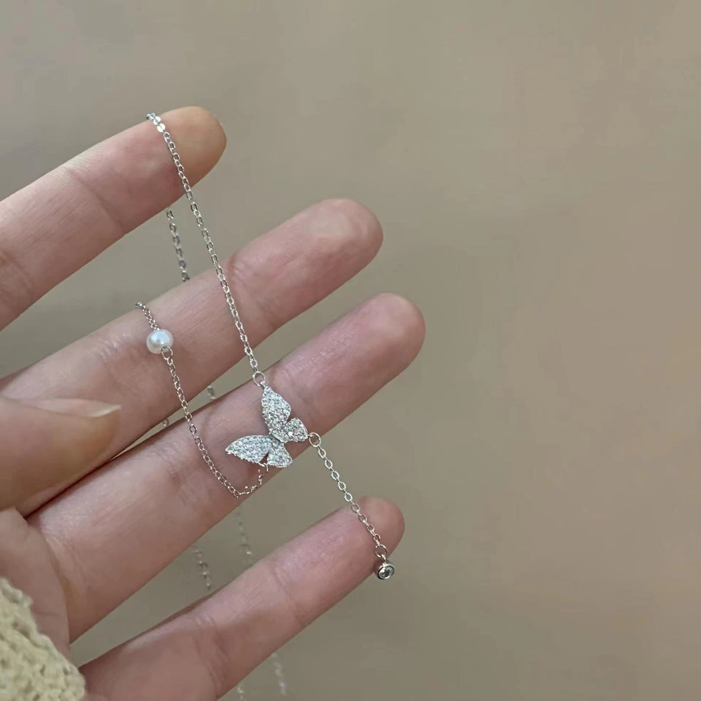 Double Butterfly Necklace Pendant Set - Orchid Unique