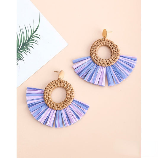 Fashion Handmade Tassel Pendant Earrings - Orchid Unique