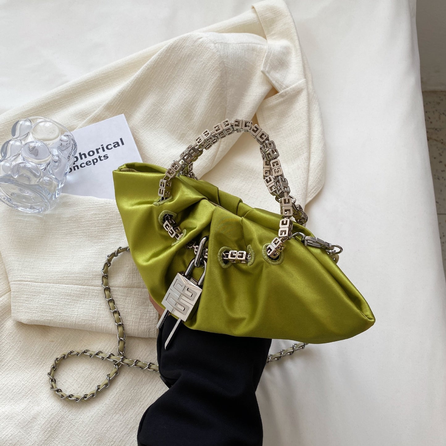 Silk Folds Chain and Jewelry Bag - Orchid Unique