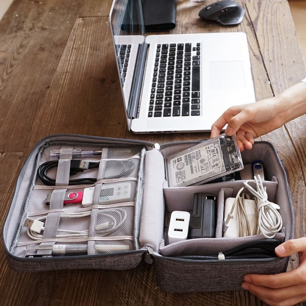 Travel Portable Digital USB Cable Bag - Orchid Unique