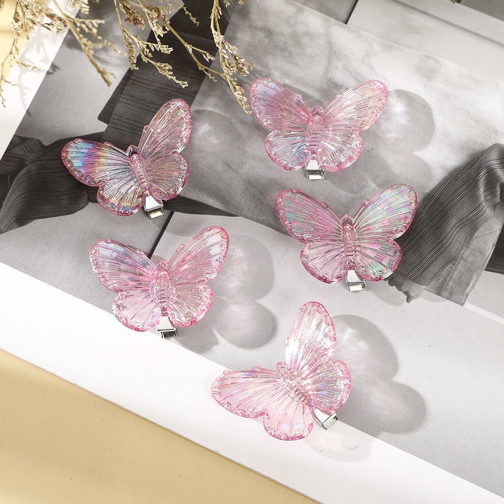 Transparent Butterfly Pink Hairpin - Orchid Unique