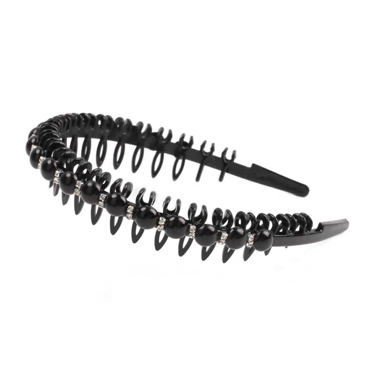 Fashion Pearl Non-Slip Rhinestone Hairbands Elastic Flower Women Hair Hoop Bands Headband Bezel Girls Hair Accessories Headdress - Orchid Unique