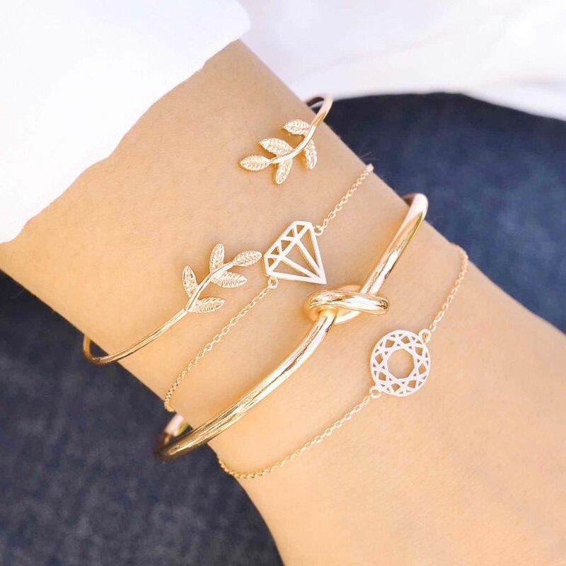 4pc Inlaid Green Gemstone Bracelet Set - Orchid Unique