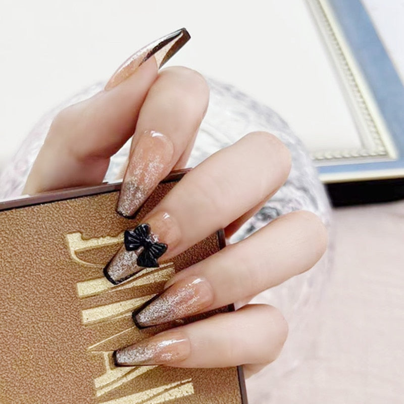 Glitter Press On Nails Korean Style - Orchid Unique