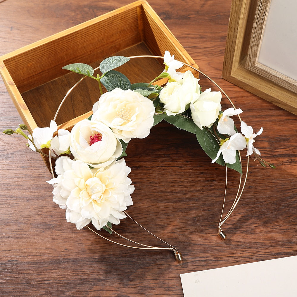 Haimeikang Colorful Flower Headband Fabric Princess Headdresses Girls Bride Headband Women Beach Wedding Hair Accessories - Orchid Unique