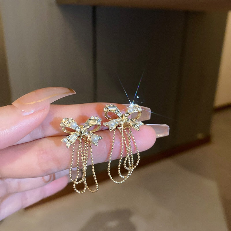 Crystal  Flower Pendant Earrings - Orchid Unique