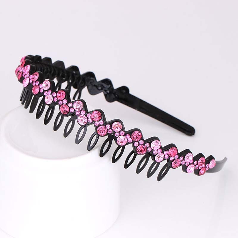 Fashion Pearl Non-Slip Rhinestone Hairbands Elastic Flower Women Hair Hoop Bands Headband Bezel Girls Hair Accessories Headdress - Orchid Unique