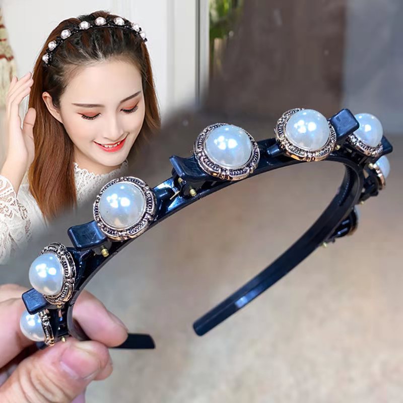 Fashion Pearl Non-Slip Rhinestone Hairbands Elastic Flower Women Hair Hoop Bands Headband Bezel Girls Hair Accessories Headdress - Orchid Unique