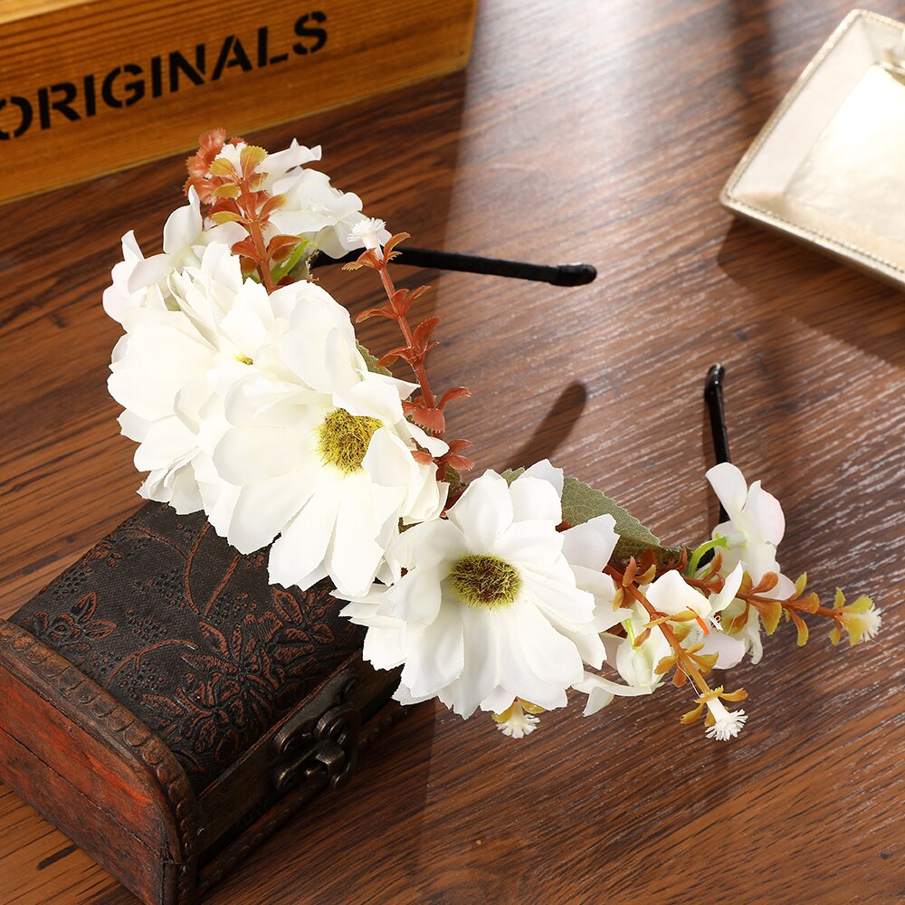 Haimeikang Colorful Flower Headband Fabric Princess Headdresses Girls Bride Headband Women Beach Wedding Hair Accessories - Orchid Unique