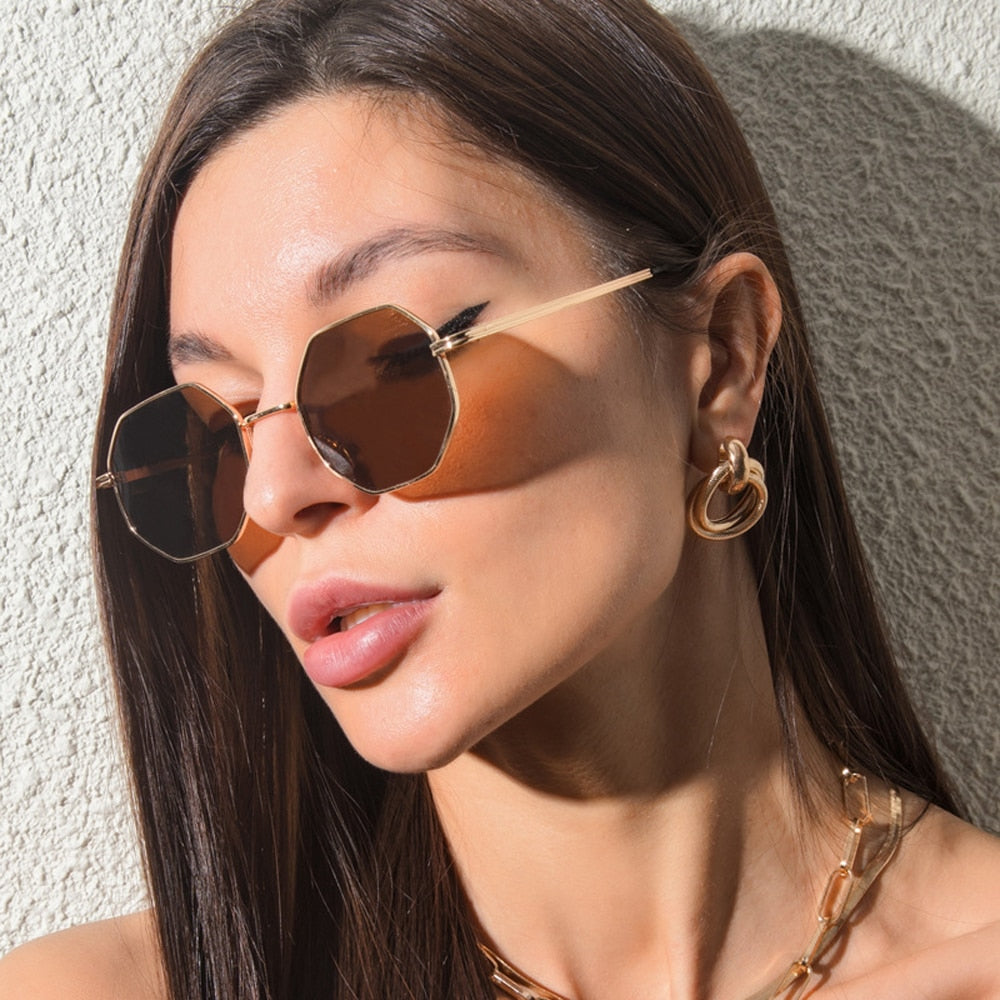 Vintage Octagon Metal Sunglasses - Orchid Unique