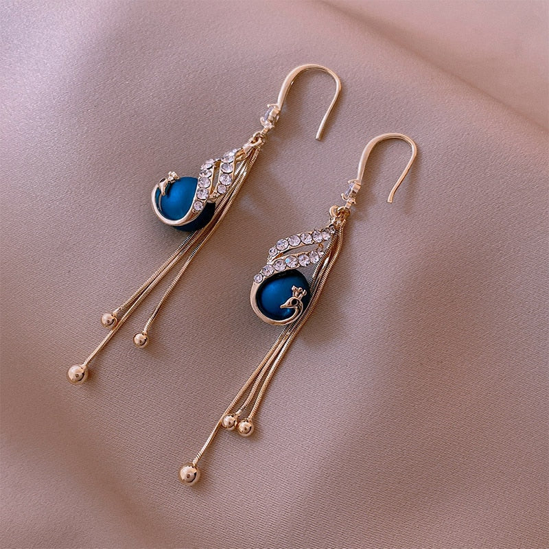 Crystal  Flower Pendant Earrings - Orchid Unique