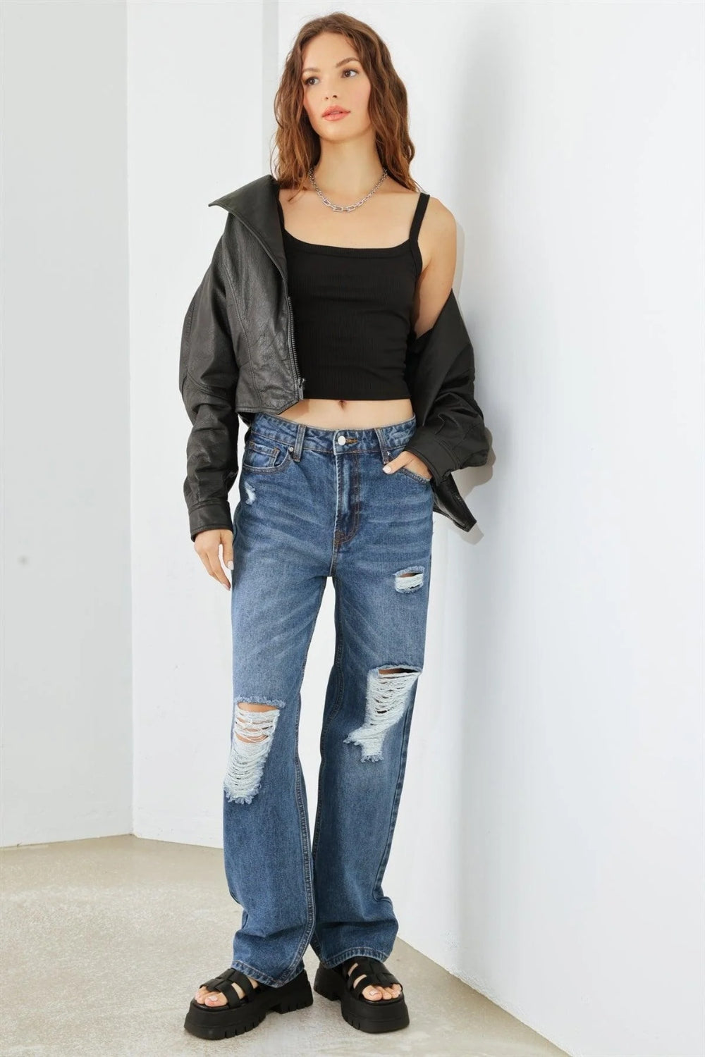 HAMMER COLLECTION Distressed High Waist Jeans Orchid Unique 