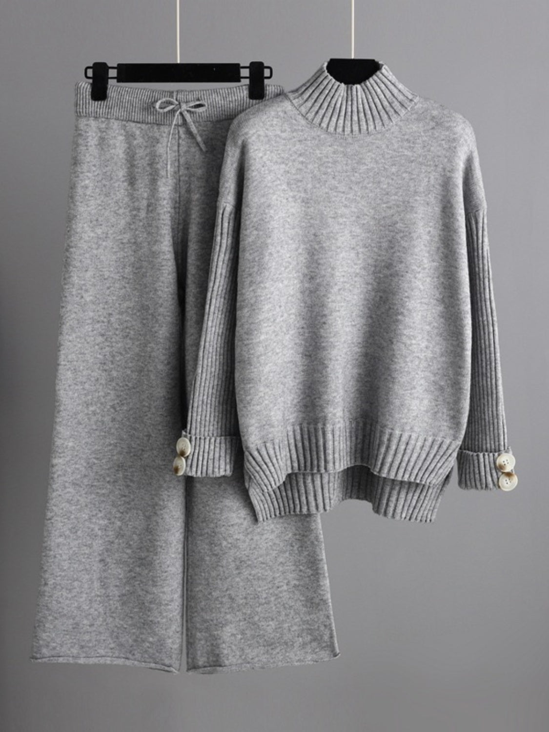 Basic Bae High- Low Turtleneck Long Sleeve Top and Pants Sweater Set Orchid Unique 