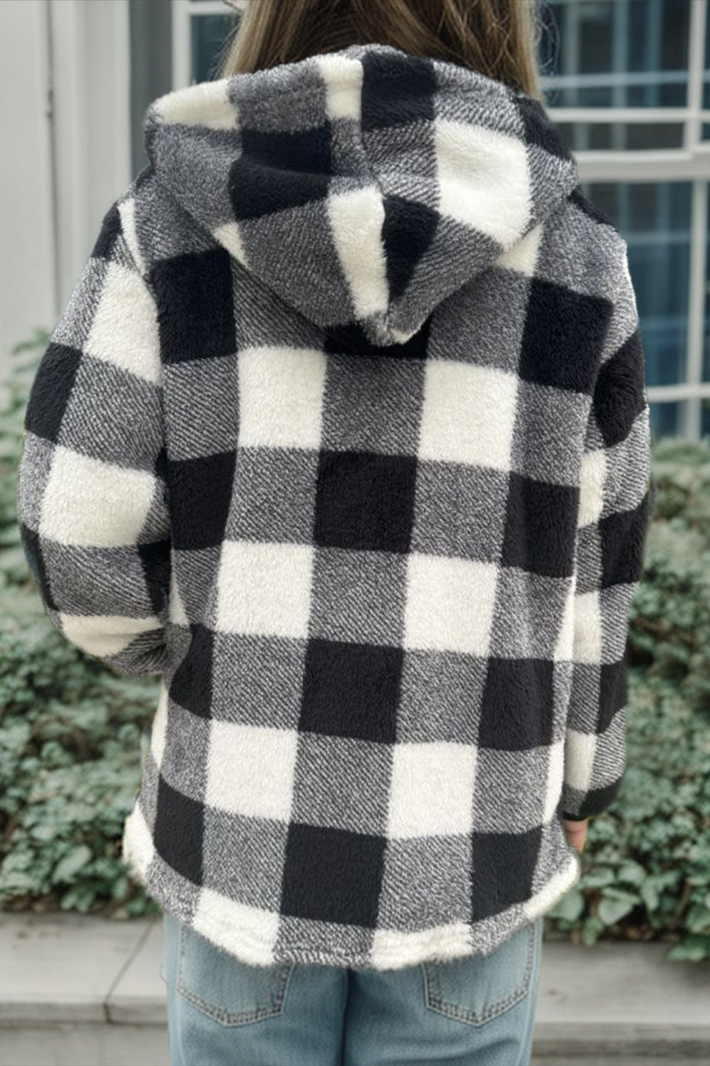 Double Take Full Size Plaid Long Sleeve Hooded Coat Orchid Unique 