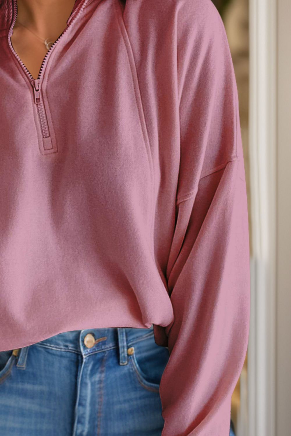 Half Zip Long Sleeve Sweatshirt Orchid Unique 