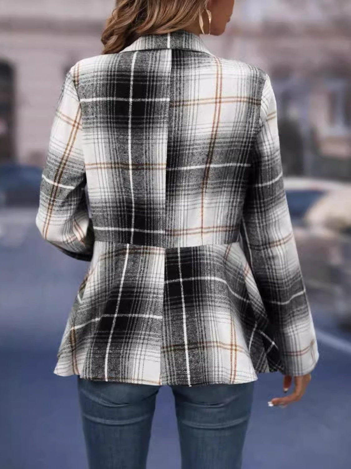 Plaid Button Up Long Sleeve Jacket Orchid Unique 