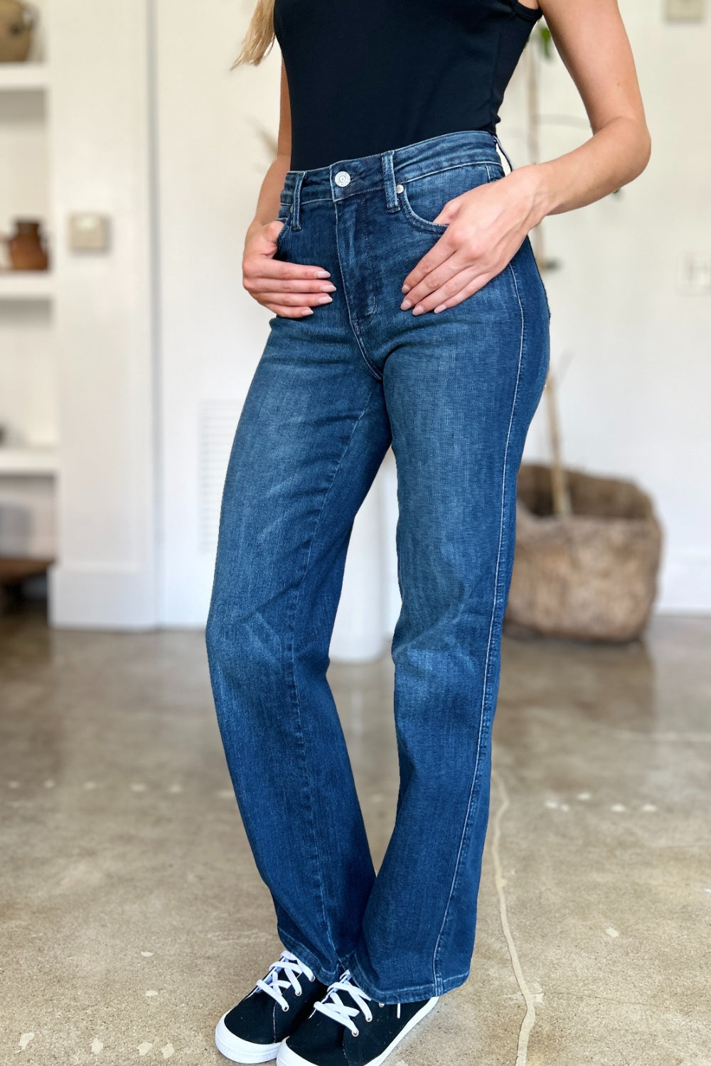 Judy Blue Full Size Tummy Control Straight Jeans Orchid Unique 