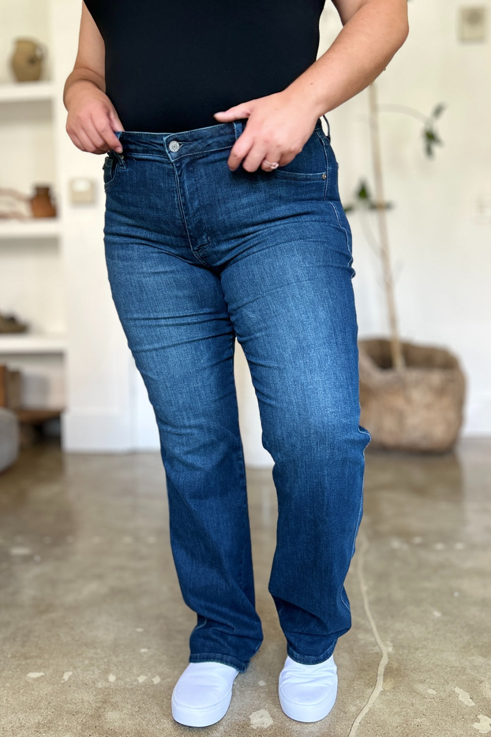 Judy Blue Full Size Tummy Control Straight Jeans Orchid Unique 