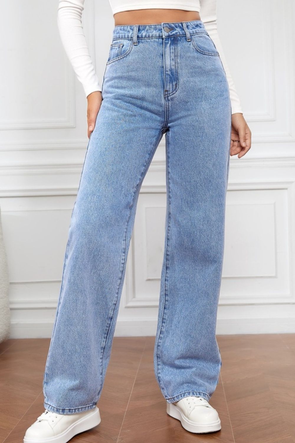 High Waist Straight Jeans Orchid Unique 