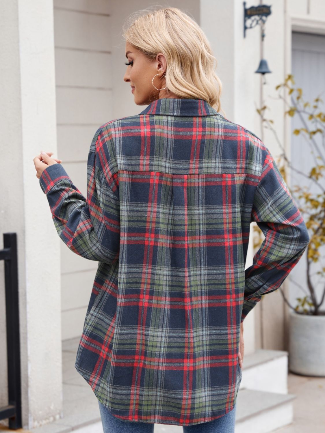 Plaid Button Up Long Sleeve Shirt Orchid Unique 