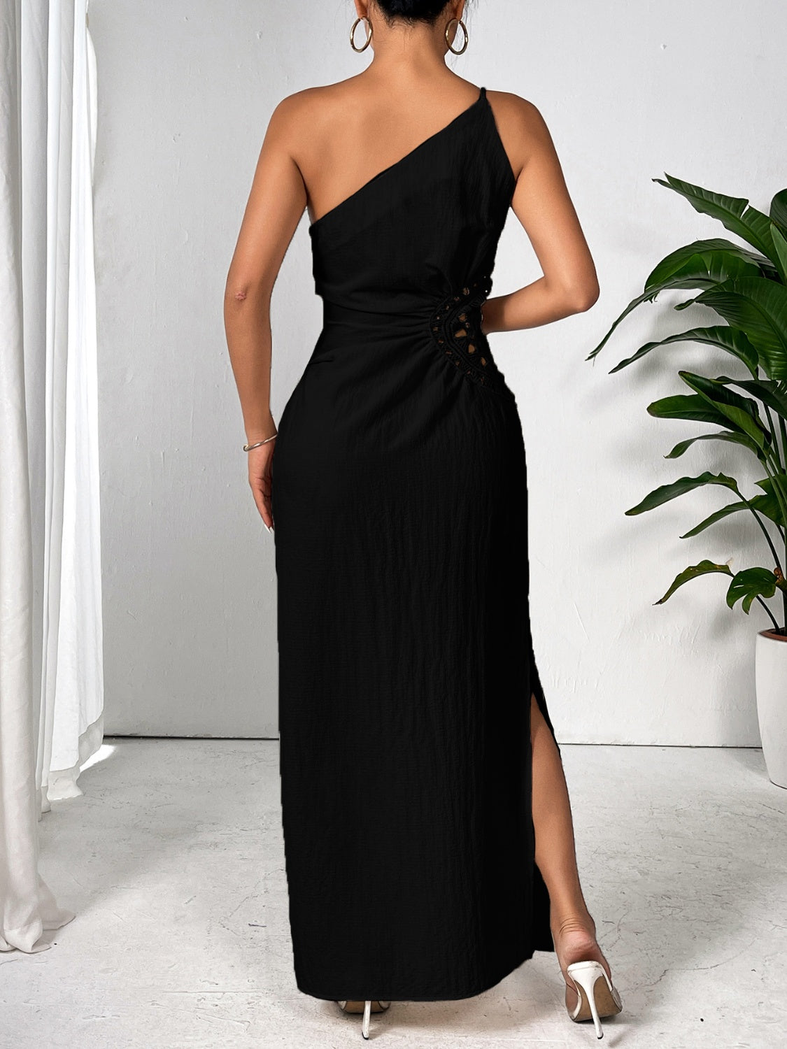 Slit One Shoulder Sleeveless Maxi Dress Orchid Unique 